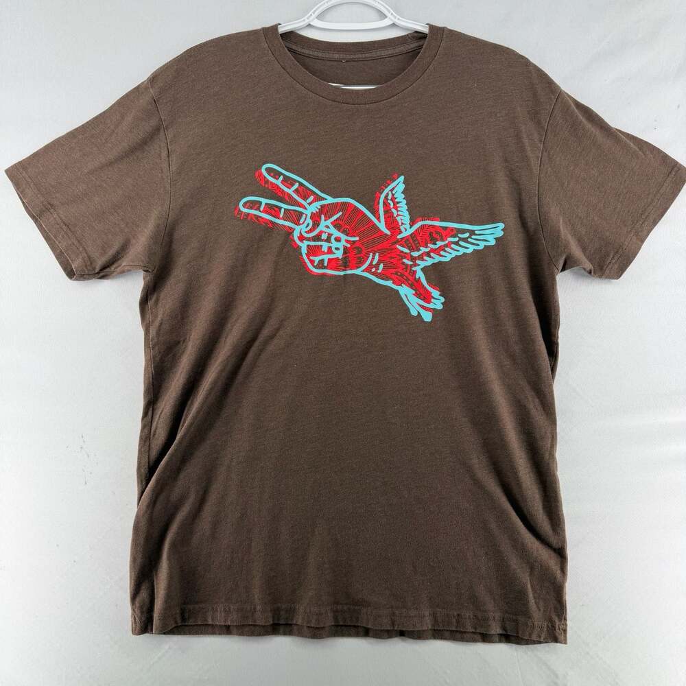 1215 M- MOD Brand Brown T-Shirt with Peace Sign Bird Graphic